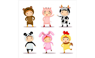 可爱动物卡通形象装扮的儿童形象