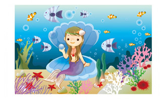 卡通海底世界里面的美人鱼动漫形象设计