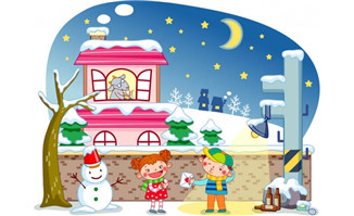 冬季冬天主题的卡通儿童海报设计素材