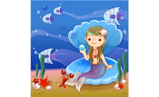 <b>海底的美人鱼卡通儿童插画刊物设计</b>