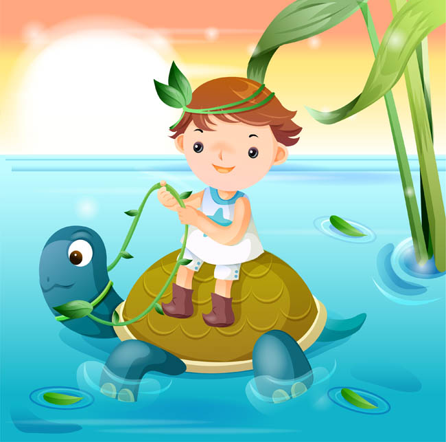 卡通乌龟，儿童形象设计，插画设计，海洋生物