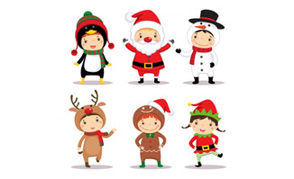 圣诞节主题卡通儿童各种人物形象设计矢量素材