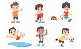 <b>小男孩动漫卡通形象日常生活的各种爱好设计</b>