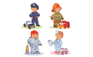 不同职业的卡通动漫形象设计警察消防员形象设