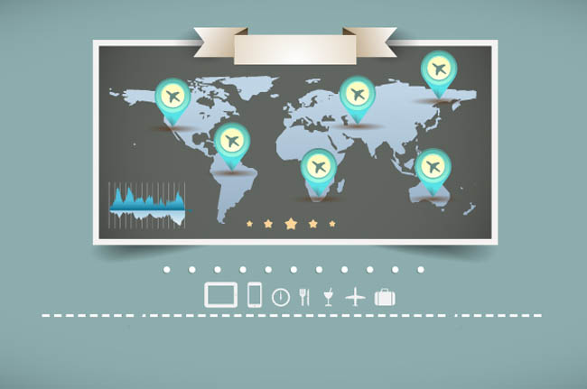 创意相片，地图地理位置标注设计，矢量素材，数据设计