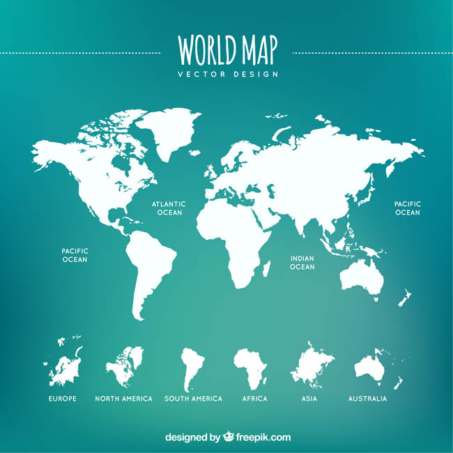 白色清晰的世界地图矢量素材下载