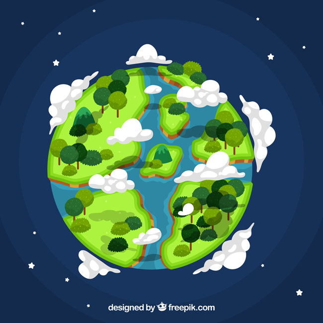 手绘、创意地球上树木、地图上位置、绿色树木 手绘、创意地球上树木、地图上位置、绿色树木