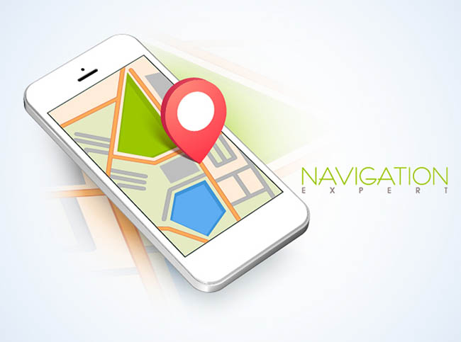 手机、地图导航、位置标注图标设计素材