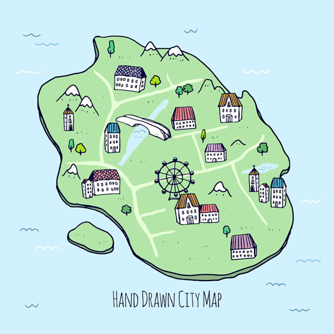 手绘地图、房屋建筑位置设计、矢量素材 手绘地图、房屋建筑位置设计、矢量素材