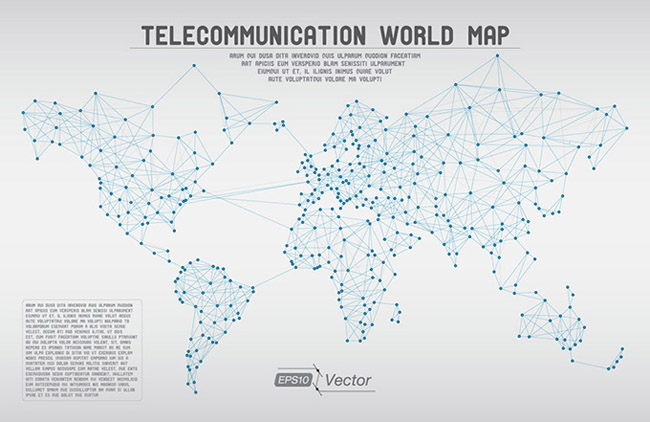 全球的地图、创意设计、点与线组合设计