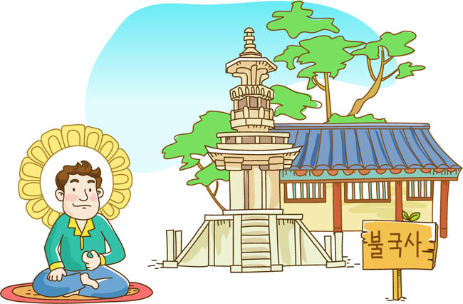 手绘漫画人物在寺庙旁打坐修行场景设计 手绘漫画人物在寺庙旁打坐修行场景设计