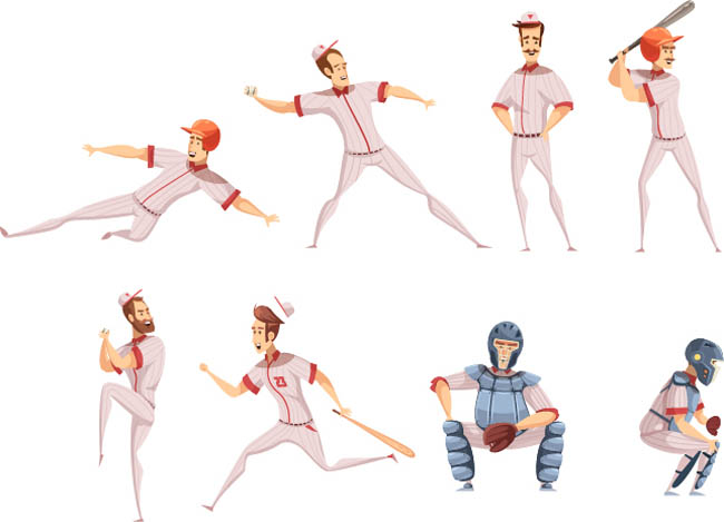 棒球运动员的各种运动动作设计素材