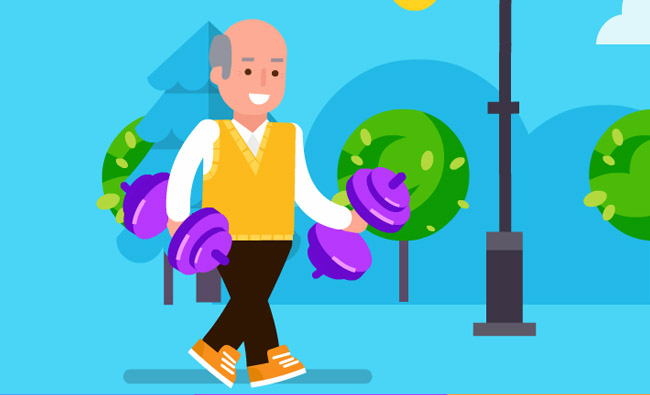 拿着哑铃走路的健康生活方式的男子MG动画短片素材