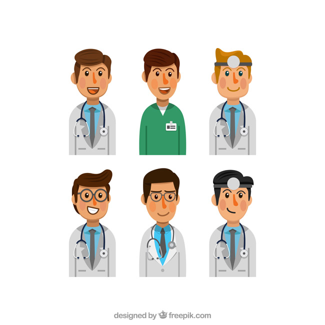 男性卡通动漫医生头像表情动作设计素材
