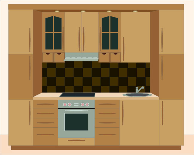 简洁室内厨房场景设计矢量素材