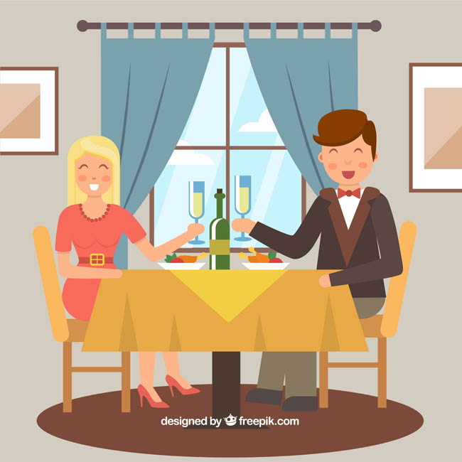 扁平化结婚纪念日庆祝的夫妻表情设计素材 扁平化结婚纪念日庆祝的夫妻表情设计素材