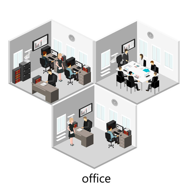 立体蜂窝造型创意的现代办公室内场景设计