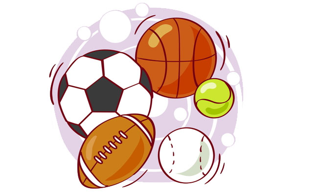 手绘图片各种运动足球橄榄球组合设计