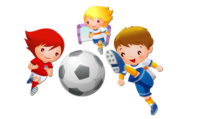 动漫卡通儿童正在踢足球的动作设计psd源文件