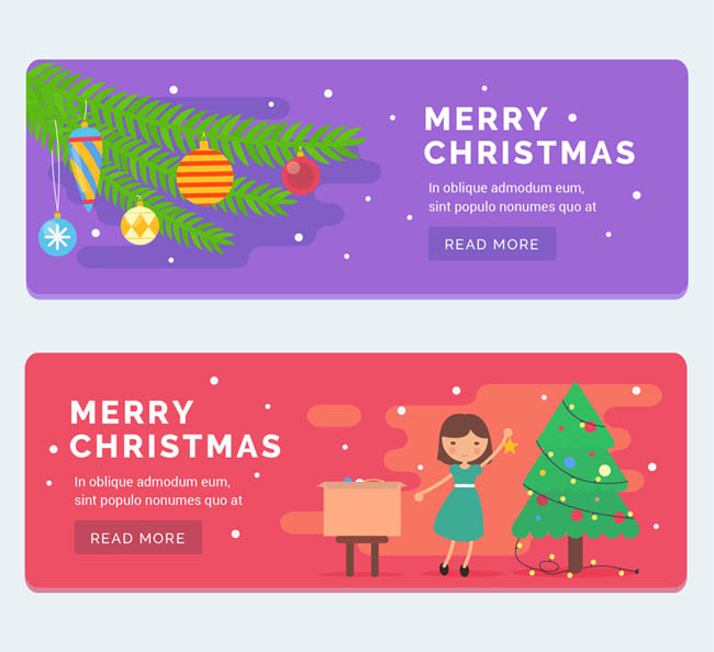 扁平化圣诞节主题促销广告动漫背景设计素材