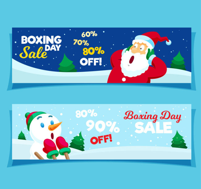 圣诞老人及圣诞雪人背景广告促销海报设计素材