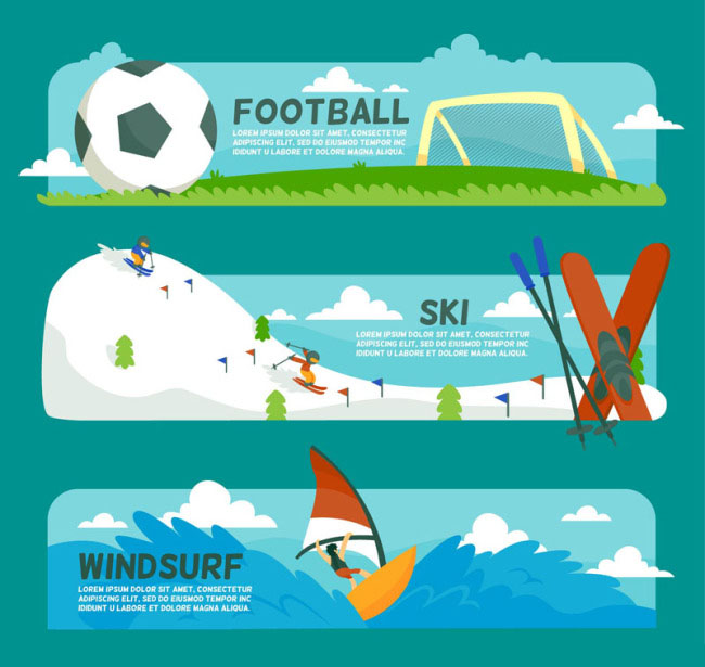 扁平化风格的体育运动主题的广告背景设计素材