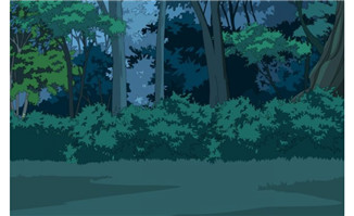 野外森林夜色下的动画制作场景设计素材