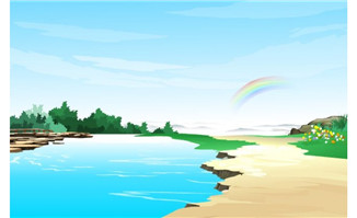 彩虹河水湖水野外场景设计flash二维动画素材