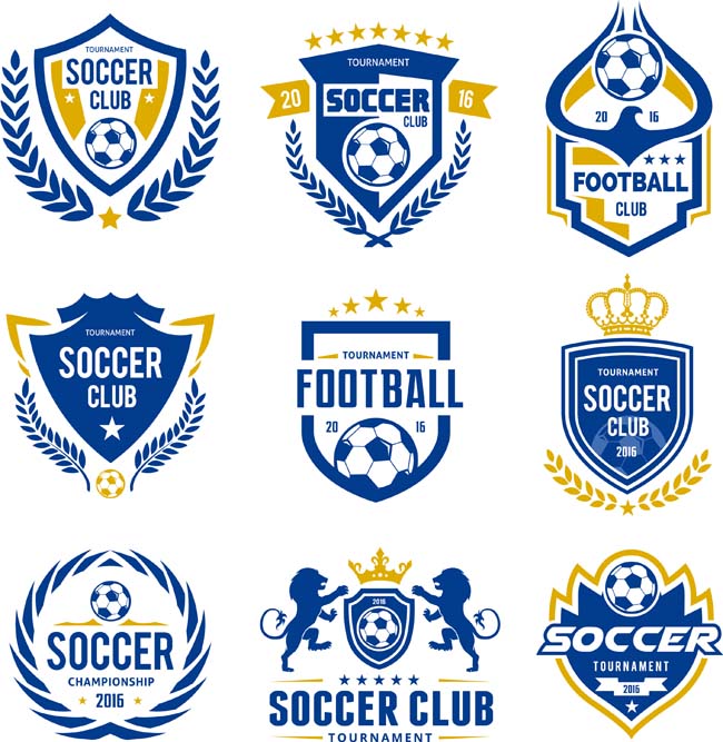 蓝色调的足球俱乐部logo设计标志矢量素材