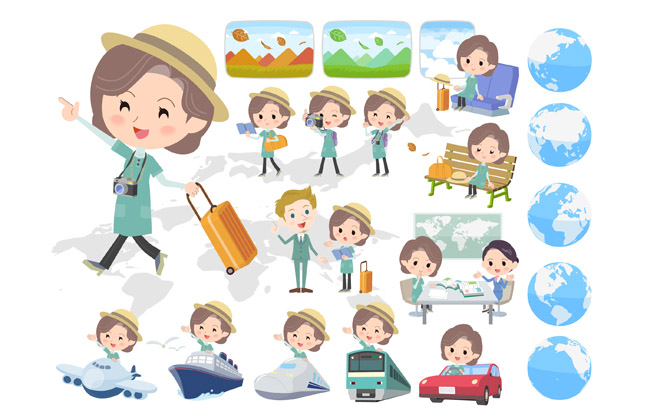 上班族时尚美女形象设计出门旅游动作