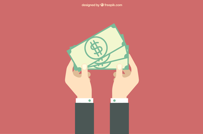 两只手拿金钱货币的手势造型设计素材