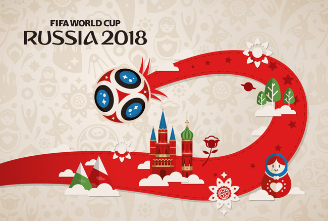 俄罗斯风格的足球赛海报背景设计矢量素材