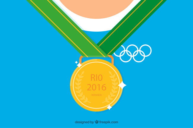 2016年时候的奥运村金牌组合海报设计素材