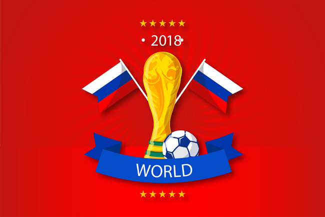 俄罗斯旗帜大力神足球世界杯组合海报设计