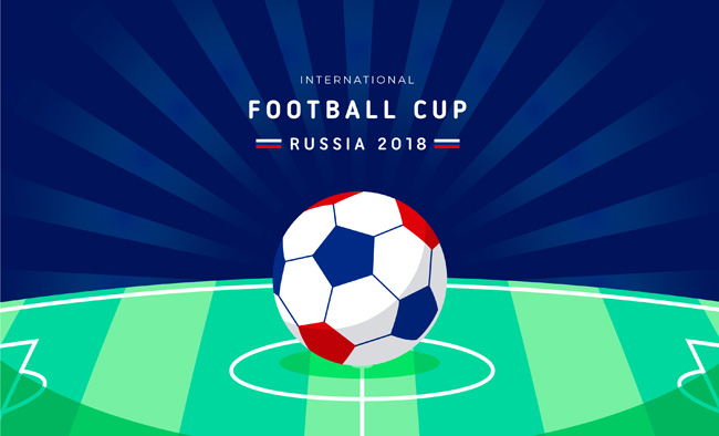 世界杯足球赛球场与足球组合海报设计素材