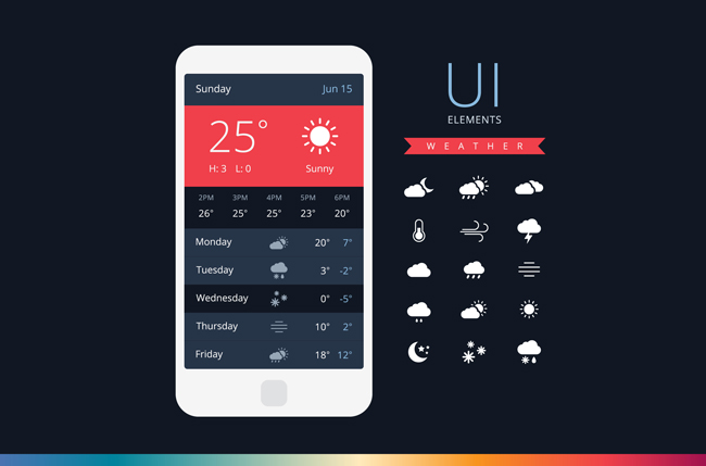 手机天气预报各种图标设计矢量素材下载