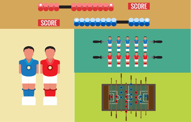 扁平化桌上足球游戏的各种元素设计矢量素材
