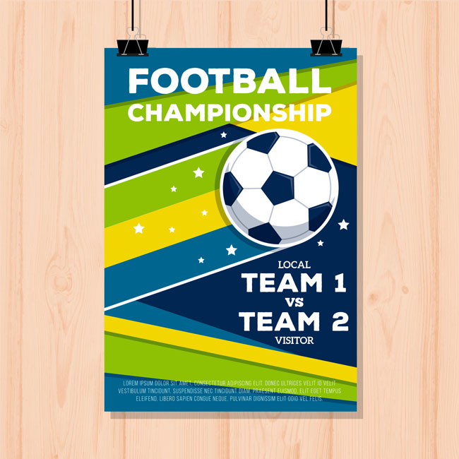 足球赛事手绘五彩创意海报背景设计