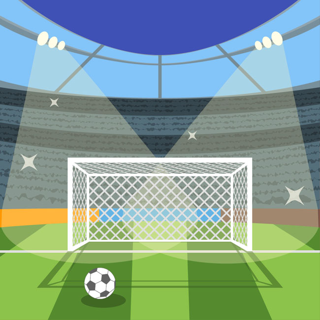 卡通矢量足球场景球门背景设计素材