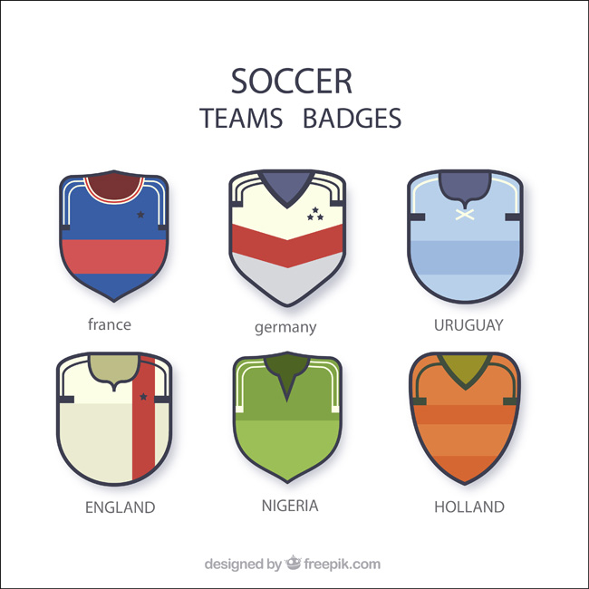 足球队队服背景的徽章造型设计矢量素材