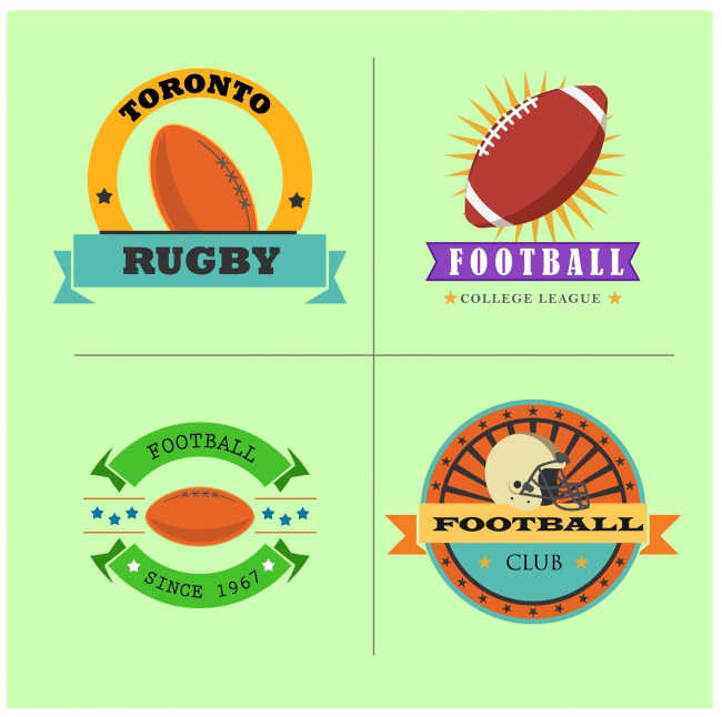 美式足球标志标签logo设计素材下载