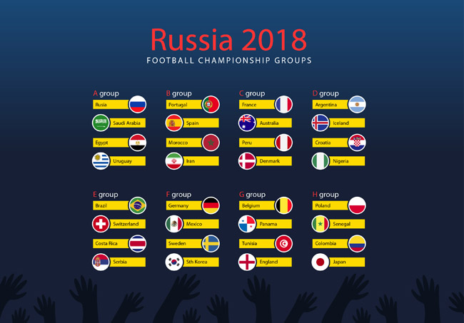 2018世界杯足球矢量国旗元素