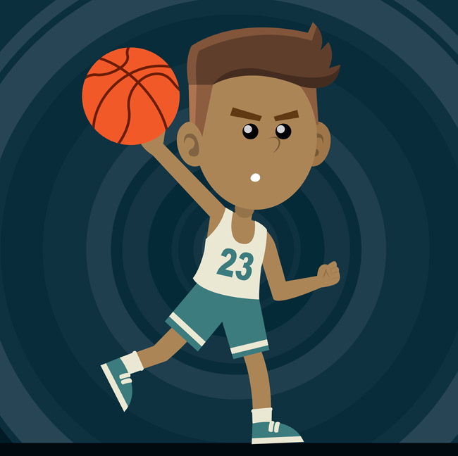 卡通打篮球的儿童23号球衣运动员形象设计