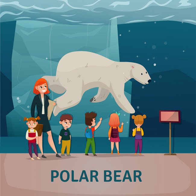 带着孩子们去看北极熊饲养园场景设计