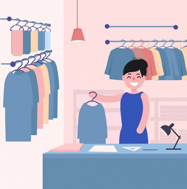 卖衣服的服装店内场景设计素材