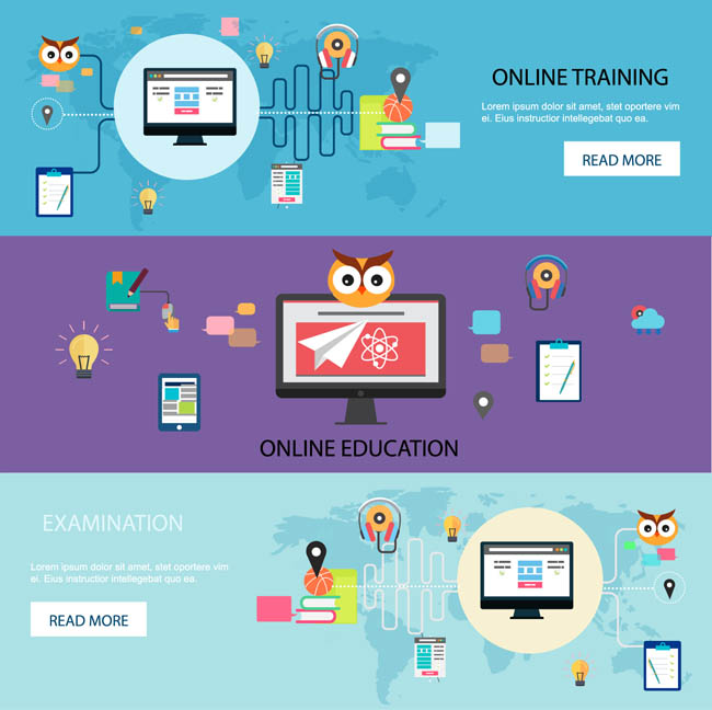 线上教育培训机构网页广告背景设计矢量素材