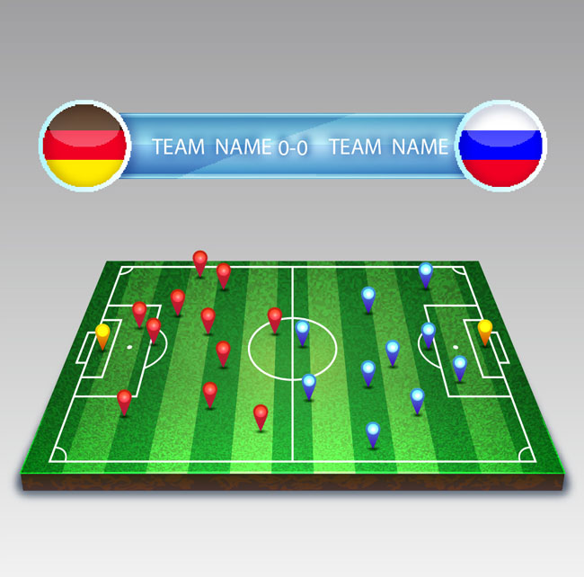 点状足球场背景比分对比元素设计素材
