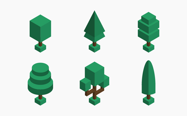 创意立体几何体造型的树木矢量素材下载