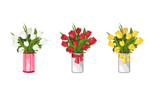 花筒里面不同颜色的植物花卉素材下载