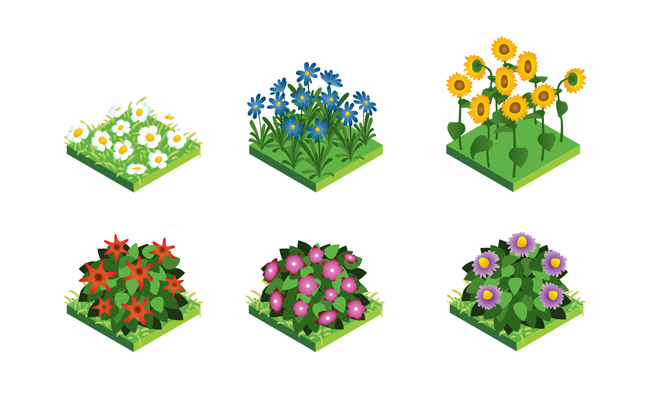 6款立体模型的花园里面的花朵造型设计